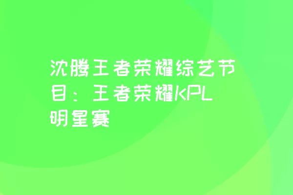 沈腾王者荣耀综艺节目：王者荣耀KPL明星赛